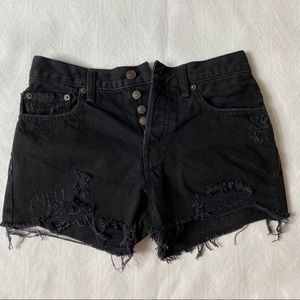 Free People Black Jean Distressed Shorts Size 26